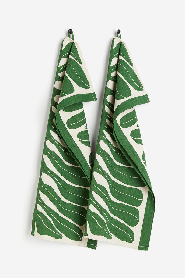 H&M HOME 2-pack Print-motif Tea Towels Green/leaves
