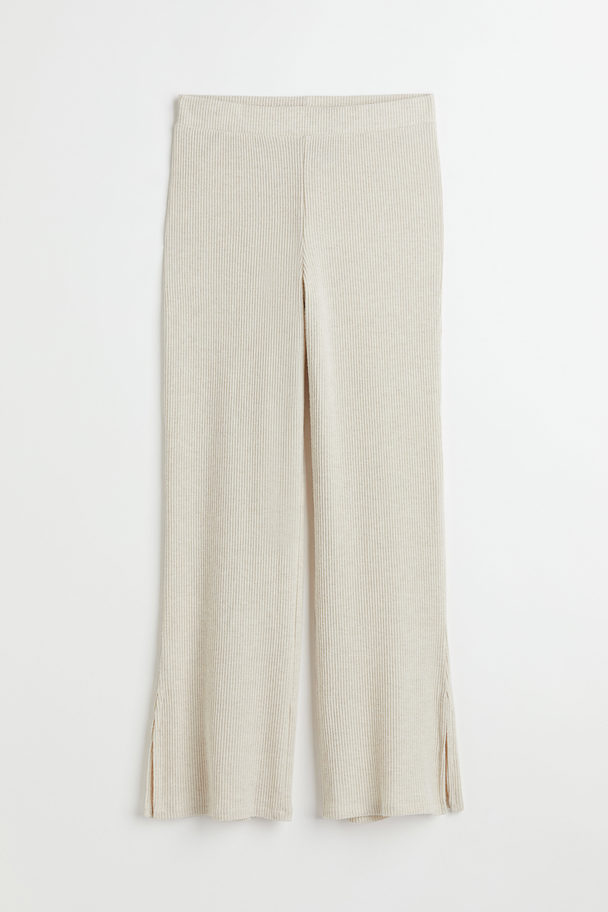 H&M Ribbed Trousers Light Beige