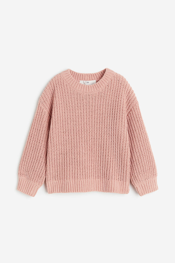 H&M Knitted Chenille Jumper Light Pink