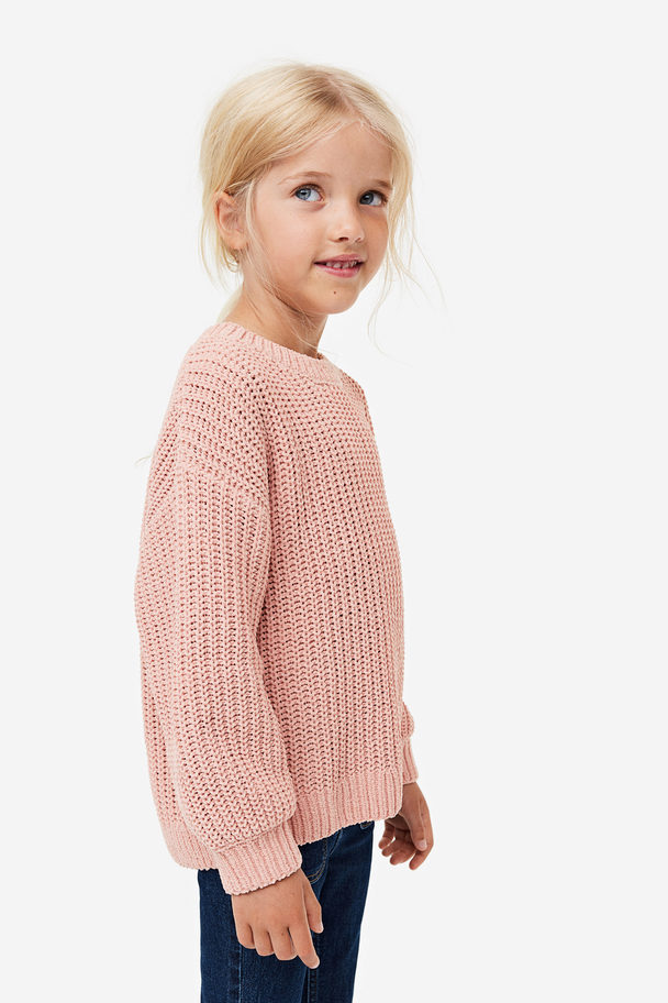 H&M Knitted Chenille Jumper Light Pink