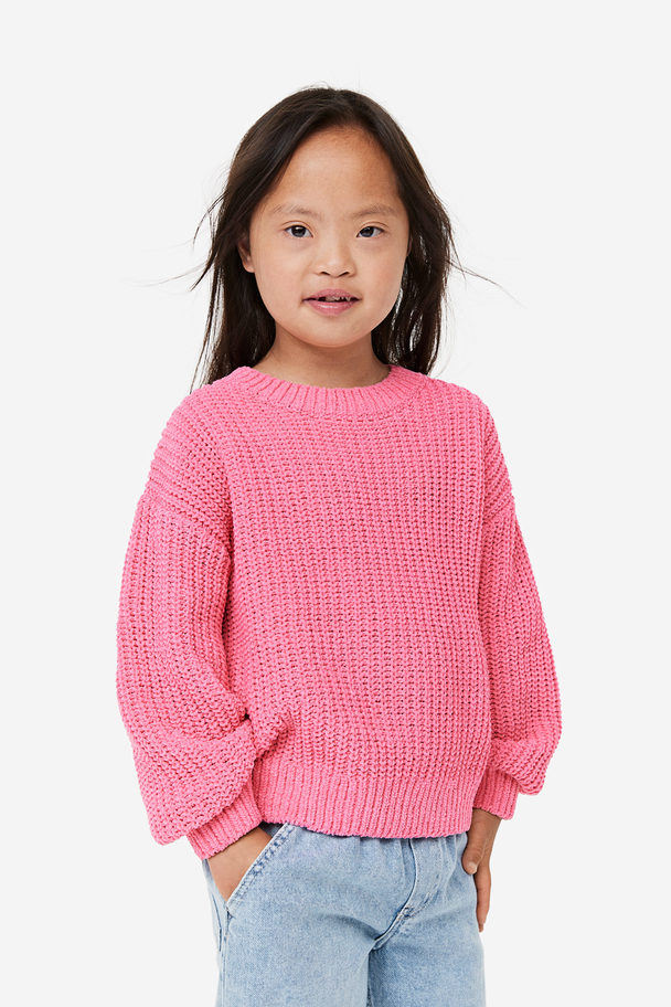 H&M Knitted Chenille Jumper Pink