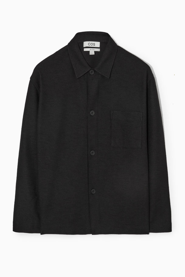 COS Bouclé-jersey Overshirt Black