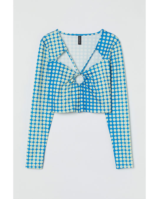 H&M Cut-out Cropped Top Turquoise/green Spotted