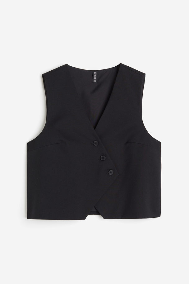 H&M Dressvest Med Asymmetrisk Front Sort