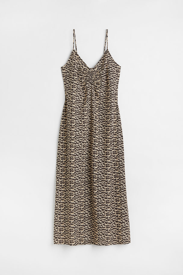 H&M Slip In-kjole Med V-hals Sort/mønstret