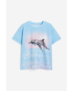 Oversized T-shirt Light Blue/dolphins