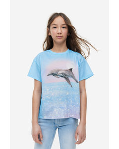 Oversized T-Shirt Hellblau/Delfine