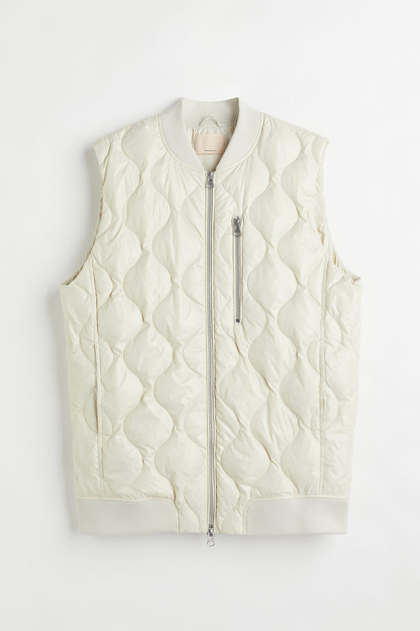 H&M Oversized Quiltet Vest Hvit