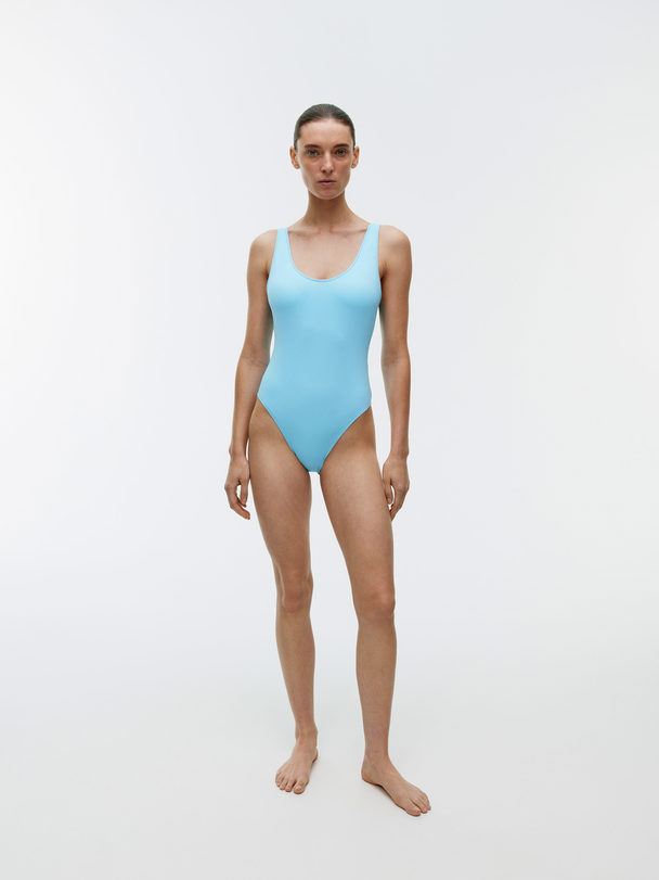 ARKET U-neck Swimsuit Light Blue