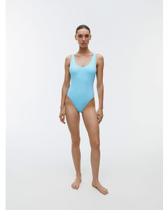 U-neck Swimsuit Light Blue