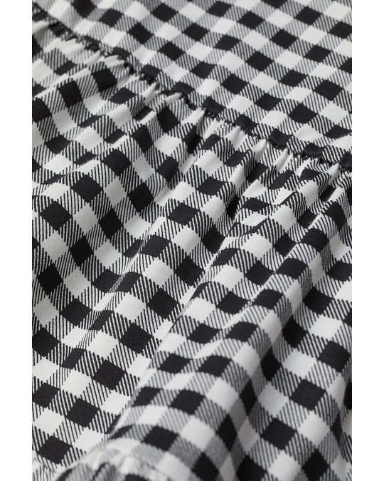 H&M Printed Cotton Dress White/gingham Checked