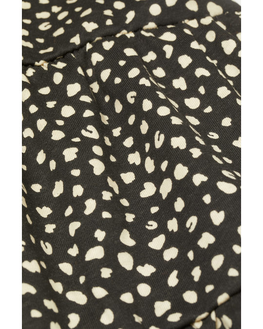 H&M Printed Cotton Dress Black/leopard Print