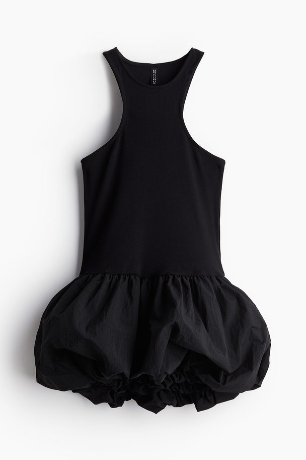 H&M Ärmelloses Kleid mit Ballonrock Schwarz