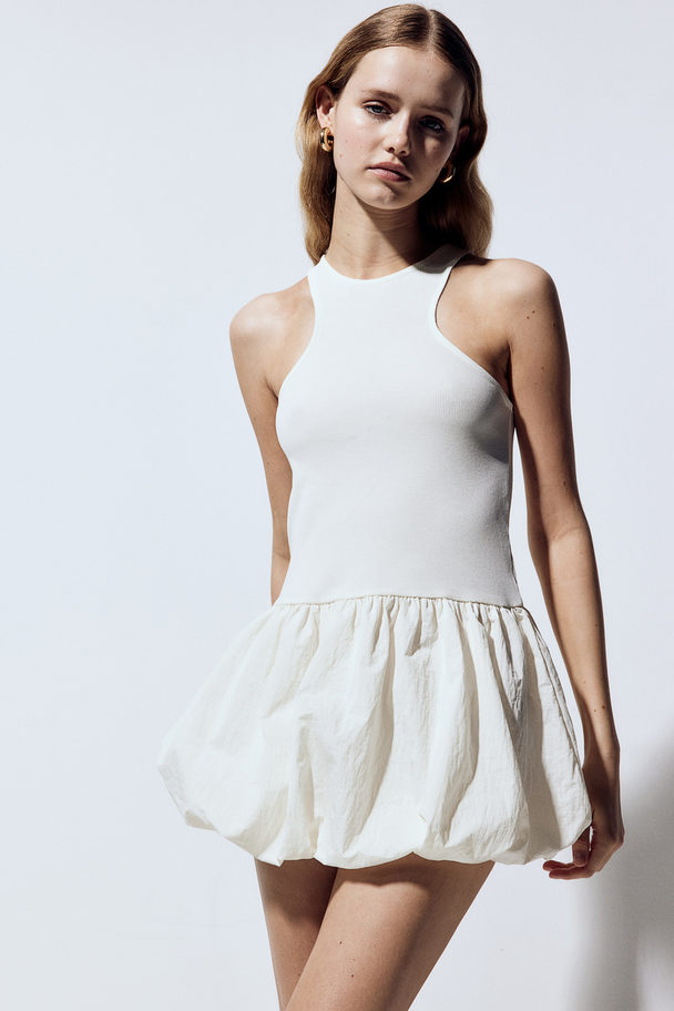 H&M Sleeveless Bubble-hem Dress Cream