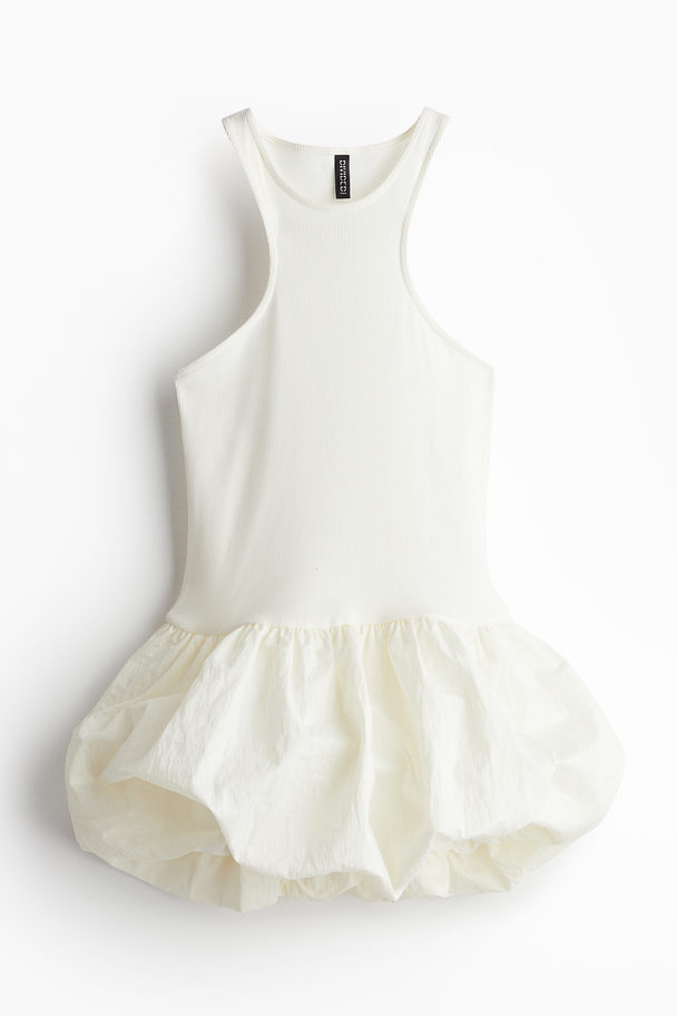 H&M Sleeveless Bubble-hem Dress Cream