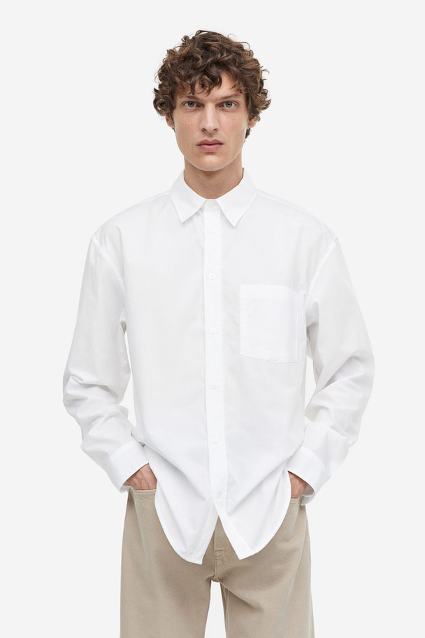 H&M Relaxed Fit Poplin Shirt White