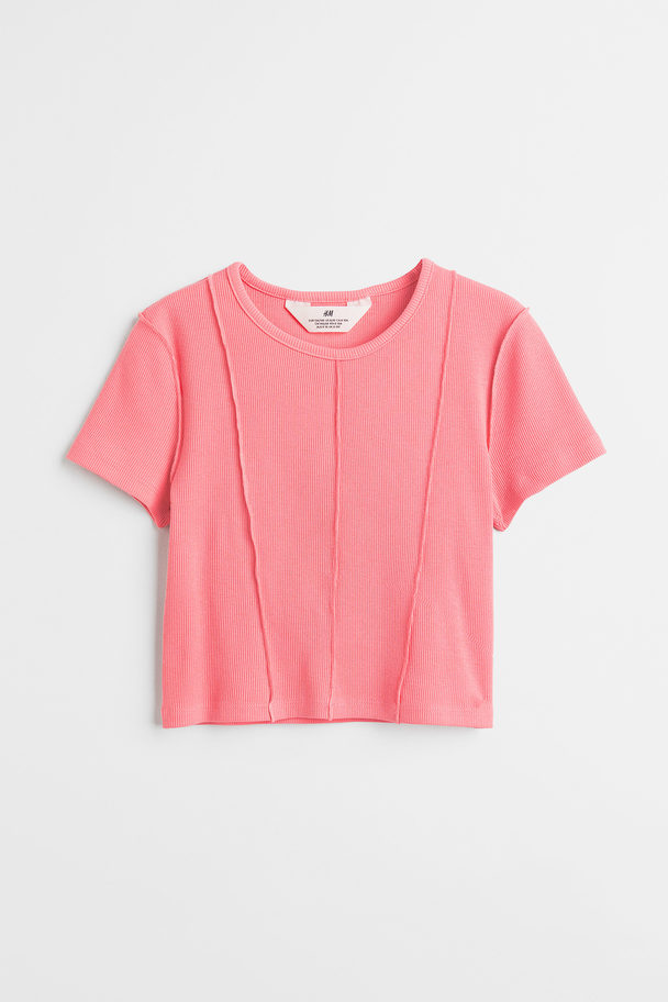 H&M Cotton Jersey Cropped Top Old Rose