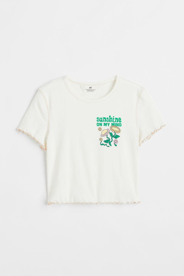H&M Cropped Shirt aus Baumwolle Naturweiß/Sonnenschein