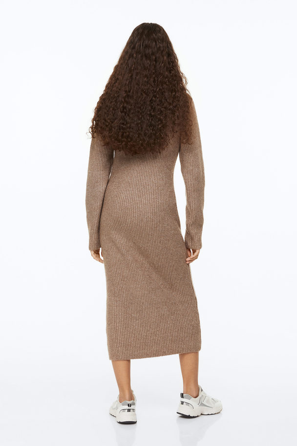 H&M Rib-knit Dress Beige