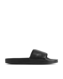 Leather Slide Sandals Black
