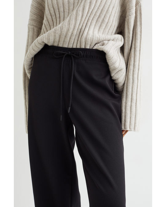 H&M Wide Side-striped Trousers Black