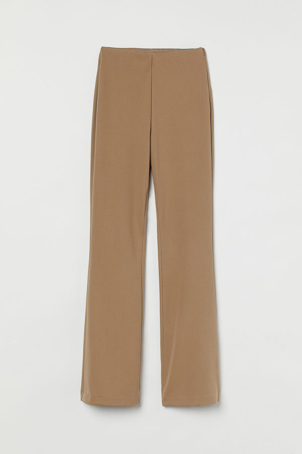 H&M Flared Stretch Trousers Dark Beige