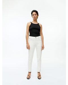 Jade Cropped Slim Jeans Med Stretch Hvid