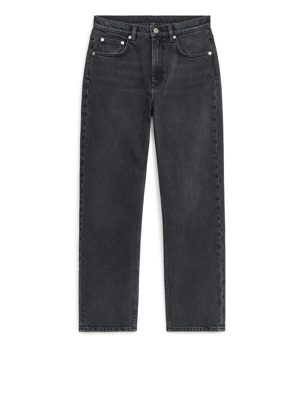 ARKET Jade Cropped Slim Jeans Med Stretch Forvasket Sort