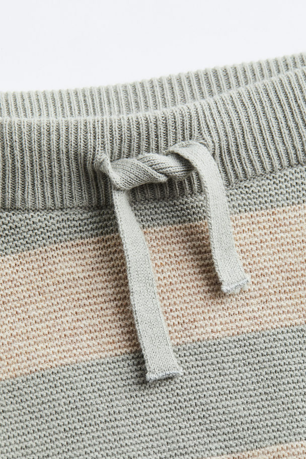 H&M Knitted Jumper And Trousers Beige/grey Striped