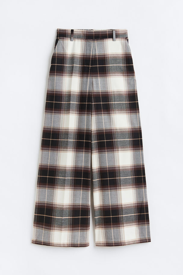 H&M Tailored Trousers Dark Brown/checked