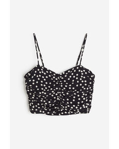 Draped Cropped Top Black/spotted
