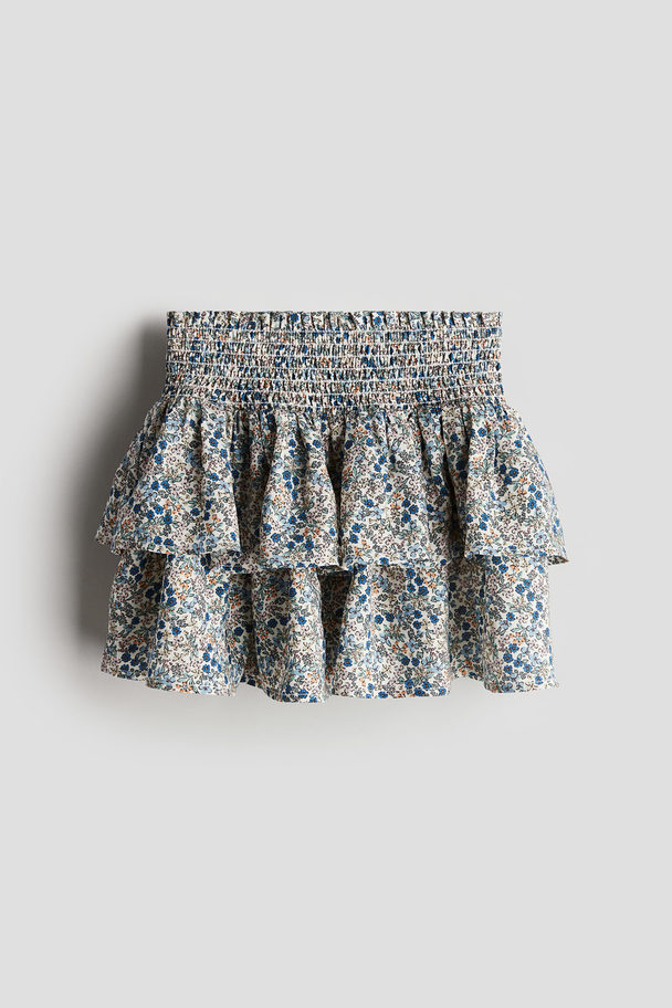 H&M Flounced Muslin Skirt Blue/floral
