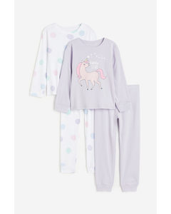 2-pack Jersey Pyjamas Light Purple/unicorn