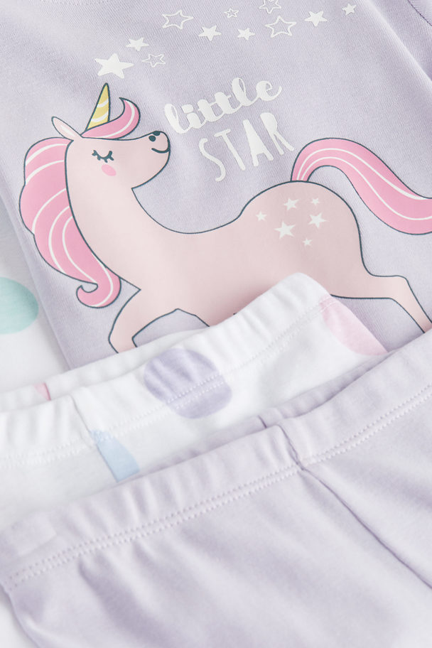 H&M 2-pack Jersey Pyjamas Light Purple/unicorn