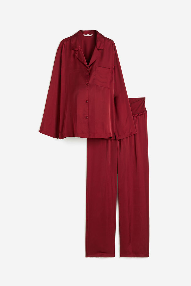 H&M MAMA Pyjama Dunkelrot