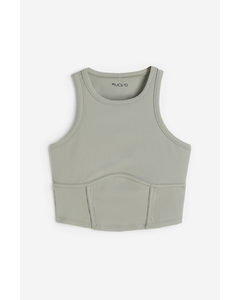 Drymove™ Cropped Sports Vest Top Light Khaki Green