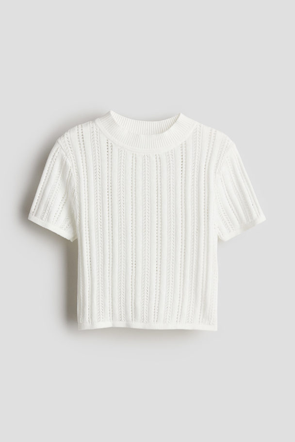 H&M Shirt in Strukturstrick Weiß