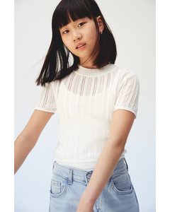 Textured-knit Top White