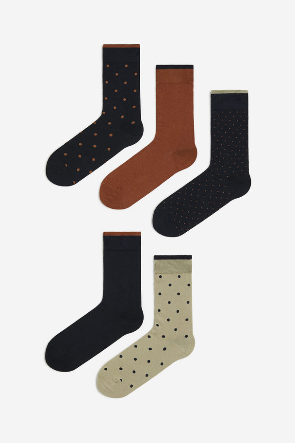 H&M 5er-Pack Socken Salbeigrün/Gepunktet
