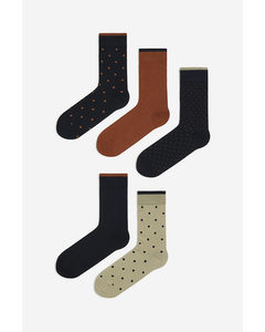 5er-Pack Socken Salbeigrün/Gepunktet