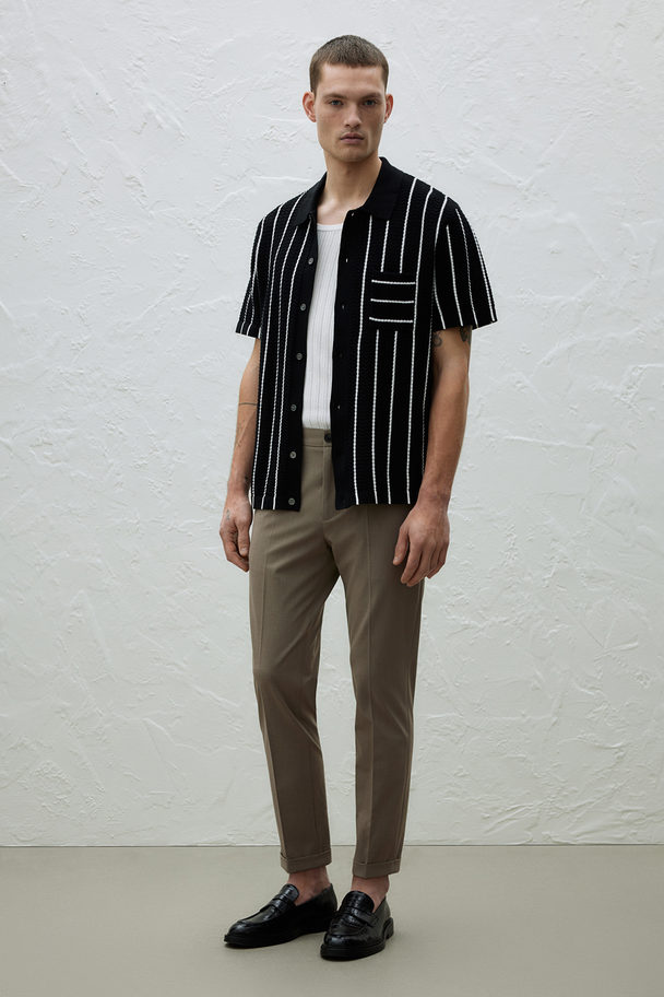 H&M Cropped in Anzughose Slim Fit Beige