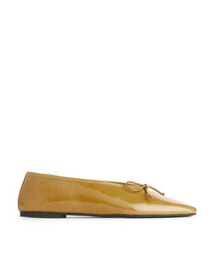 Patent Leather Ballet Flat Beige