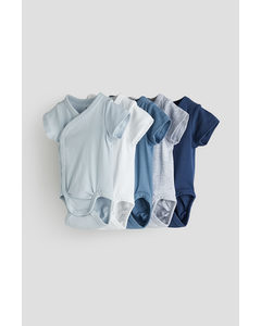 5-pack Cotton Bodysuits Light Blue/dark Blue