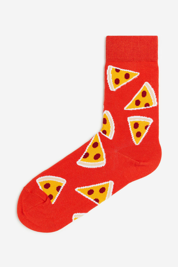 H&M Patterned Socks Red/pizza Slices