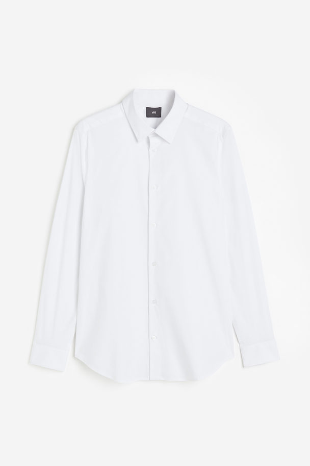 H&M Muscle Fit Cotton Shirt White