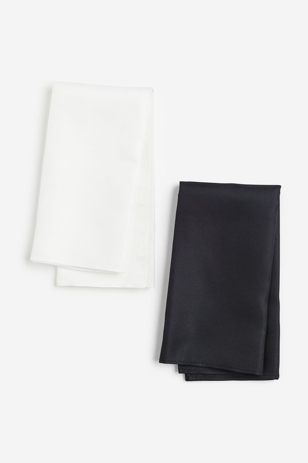 H&M 2-pak Lommetørklæde Sort/hvid