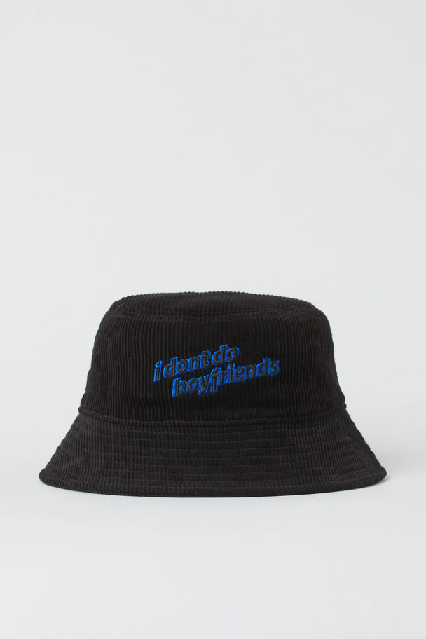 H&M Corduroy Bucket Hat Black/don’t Do Boyfriends