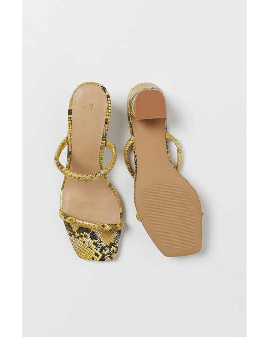 H&M Mules Yellow/snakeskin-patterned