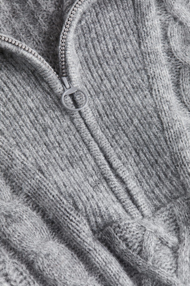 H&M Pullover mit Reißverschluss Graumeliert