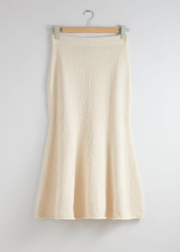 & Other Stories Textured Midi Skirt Cream